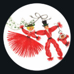 Adesivo Vintage Family Christmas Sticker<br><div class="desc">Vintage imagem das bonecas de fio do estilo antigo que eu uso para fazer nos feriados. O Melhor Desejo a você e a sua família durante este feriado.</div>