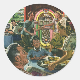 Adesivo Vintage Family Janta em um restaurante com jukebox