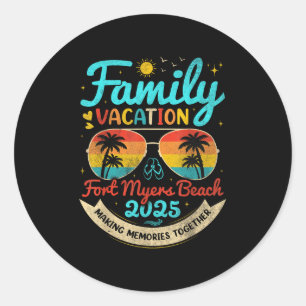 Adesivo Vintage Family Vacation Fort Myers Beach 2025 Flor