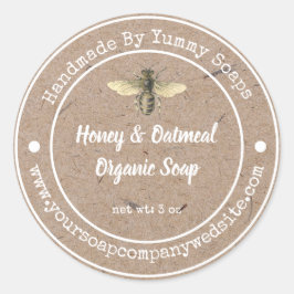 Adesivo Vintage Faux Kraft Paper |Etiqueta de sabão artesa