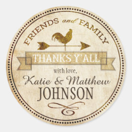 Adesivo Vintage Fazenda Rooster Weather Vane Obrigado