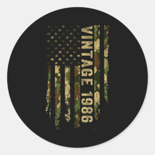 Adesivo Vintage Feito Em 1986 Bandeira Americana Presente