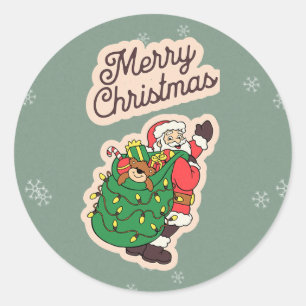 Adesivo Vintage Feliz Natal Papai Noel