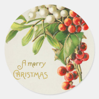 Adesivo Vintage Felry Natal Red & White Holly Berries