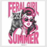Adesivo Vintage Feral Girl Summer Ogambm Funny Raccoon<br><div class="desc">Vintage Feral Girl Summer Ogambm Funny Raccoon</div>