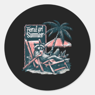 Adesivo Vintage Feral Girl Summer Ogambm Funny Raccoon Gi