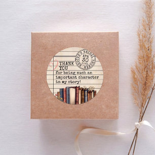 Adesivo Vintage Floral Books Chá de panela Obrigado