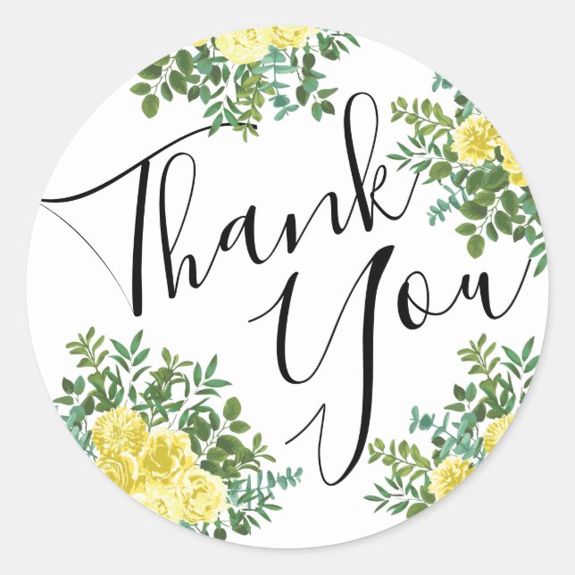 Adesivo Vintage Floral de Casamento Rosa Amarelo (Frente)