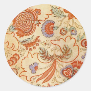 Adesivo Vintage Floral Francês Chintz Antiquado Terracota