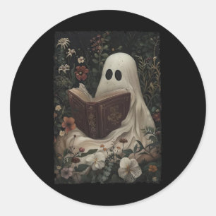 Adesivo Vintage Floral Ghost Reading Book Halloween Costum