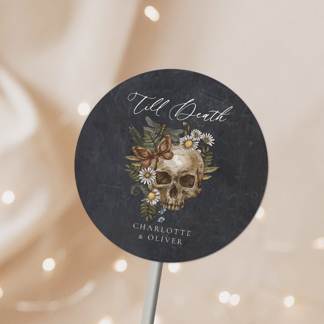 Adesivo Vintage Floral Skull & Butterfly Gothic Weding (Criador carregado)