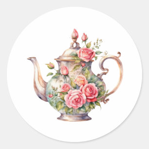 Adesivo Vintage Floral Teapot com Rosas