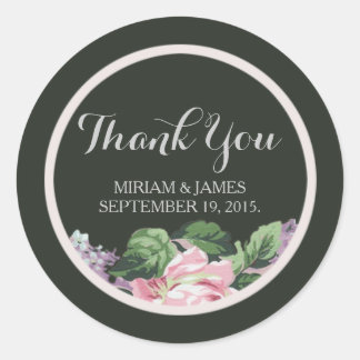 Adesivo Vintage Floral Wedding | Obrigado Sticker