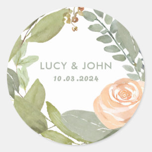 Adesivo Vintage Floral Wreath Wedding Favor