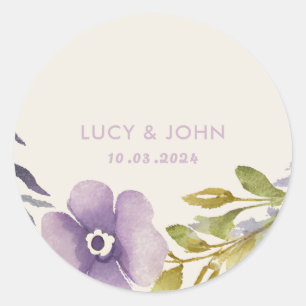 Adesivo Vintage Floral Wreath Wedding Favor Tags Lavanda