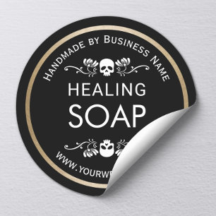 Adesivo Vintage Flower & Skull Handmade Heap Soap