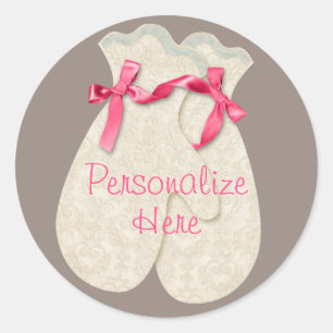 Adesivo Vintage fofinha de inverno mittens ribbon lace clá