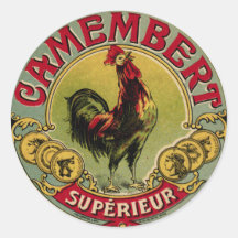 Vintage French Rooster Fazenda e Cheese Sticker