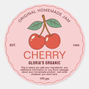 Adesivo Vintage Fruta Cherry Jam Homemade