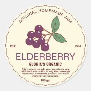 Adesivo Vintage Fruta Elderberry Jam Homemade