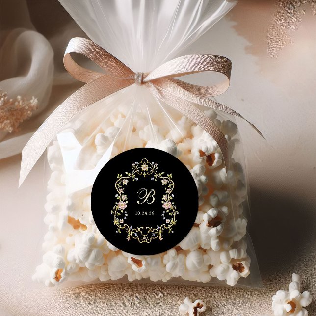 Adesivo Vintage Garden Black | Monograma de Casamento Colo (Criador carregado)