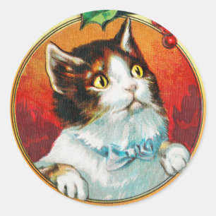 Adesivo Vintage Gato Bonito te desejando um Feliz Natal