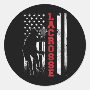Adesivo Vintage Gift Lacrosse American Flag Lax - Uni-adul