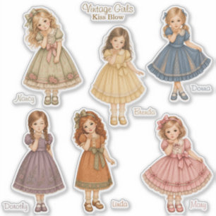 Adesivo Vintage Girls: Coleção Beijo Sopro