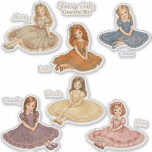Adesivo Vintage Girls: Coleção Sentadas Graciosas