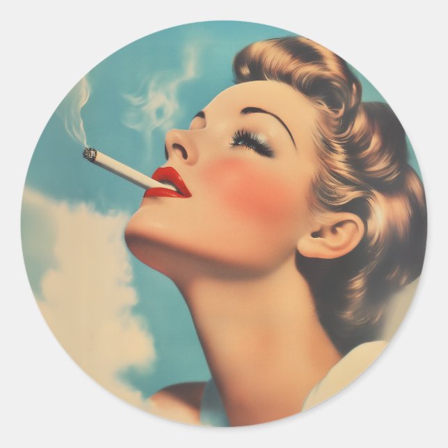 Adesivo Vintage Glamor Smoking Ad (Frente)