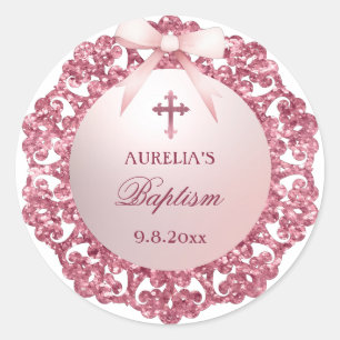 Adesivo Vintage Glitter Frame Pink Arco Baptism
