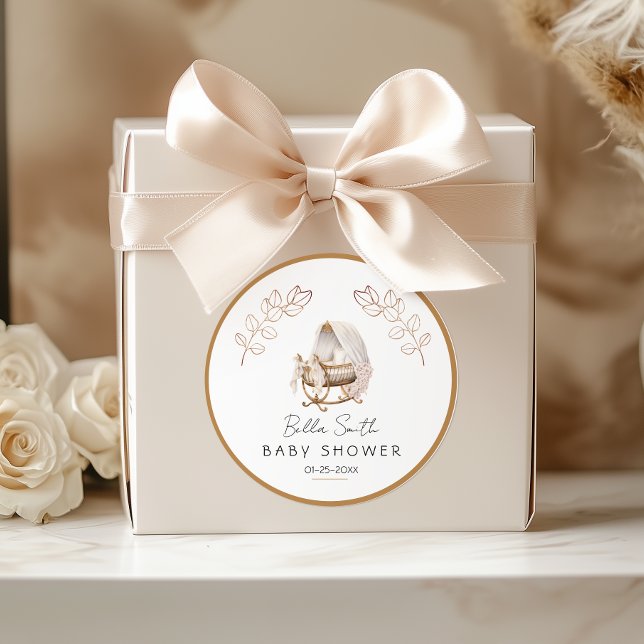Adesivo Vintage Gold Cradle Baby Shower (Criador carregado)