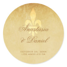 Vintage gold de luxe French fleur de lis casamento