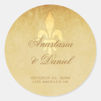 Vintage gold de luxe French fleur de lis casamento