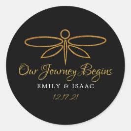 Adesivo Vintage Gold Foil Dragonfly Casamento