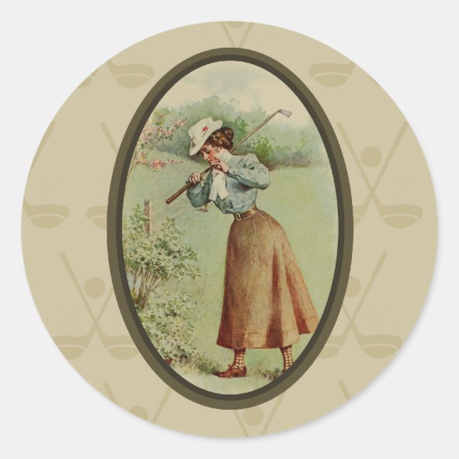 Adesivo Vintage Golfing Lady Art (Frente)