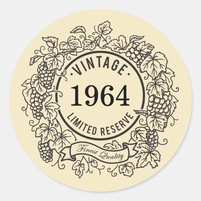Adesivo Vintage Grapevine Wine Stamp, Add Bird Year (Frente)