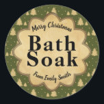 Adesivo Vintage Green Christmas Tree Bath Soak Labels<br><div class="desc">Nada diz "Feliz Natal" mais do que uma caixa de coisas bonitas! Você pode usar este adesivo em um conjunto de frascos para dar aos seus amigos e familiares o dom do autocuidado adicionando sais de banho com ervas secas e pétalas, leite de banho, chá e óleo. Não há limite...</div>
