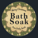 Adesivo Vintage Green Christmas Tree Bath Soak Labels<br><div class="desc">Nada diz "Feliz Natal" mais do que uma caixa de coisas bonitas! Você pode usar este adesivo em um conjunto de frascos para dar aos seus amigos e familiares o dom do autocuidado adicionando sais de banho com ervas secas e pétalas, leite de banho, chá e óleo. Não há limite...</div>