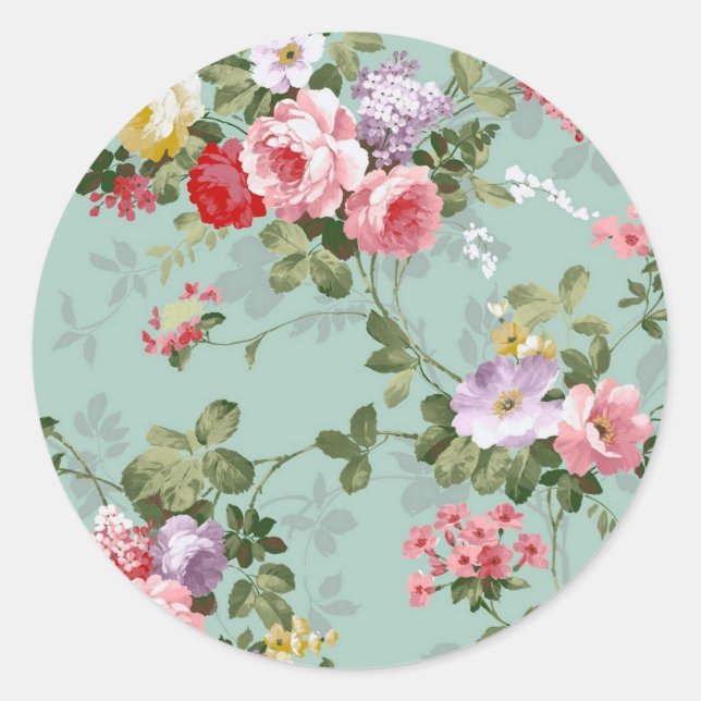 Adesivo Vintage Green Floral Design (Frente)