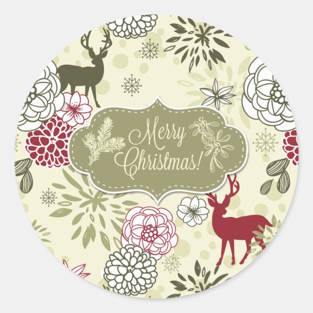 Adesivo Vintage Green/Red Deer Holidy Sticker (Frente)