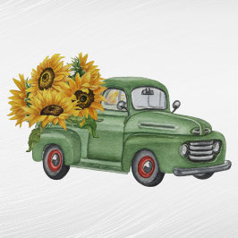 Adesivo Vintage Green Truck Sunflower