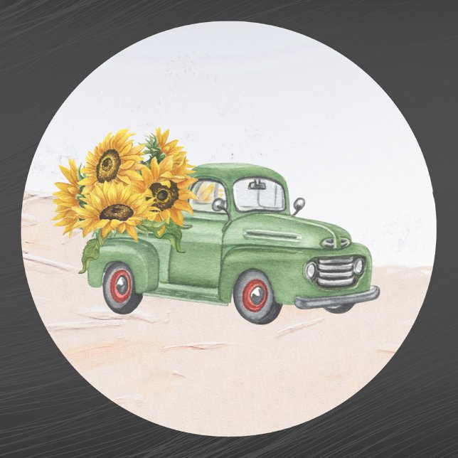 Adesivo Vintage Green Truck Sunflower (Criador carregado)