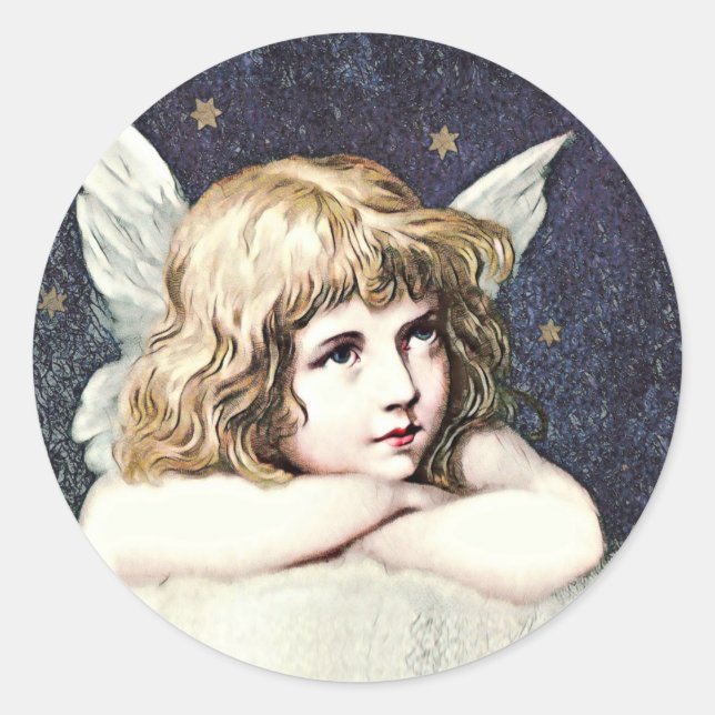 Adesivo Vintage Guardian Angel Classic Round Sticker (Frente)