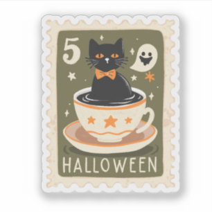 Adesivo Vintage Halloween Black Cat.