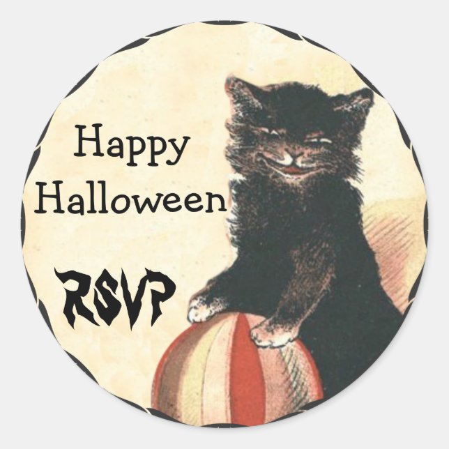 Adesivo Vintage HALLOWEEN Black Cat RSVP (Frente)