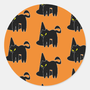 Adesivo Vintage Halloween Black Cat Witness Orange