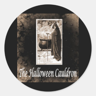 Adesivo Vintage Halloween Cauldron B&W