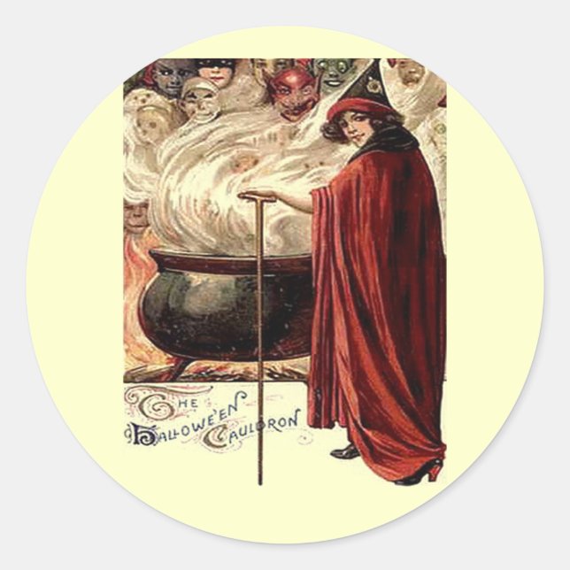 Adesivo Vintage Halloween Cauldron Magic (Frente)