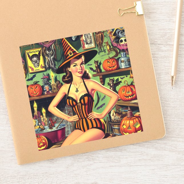 Adesivo Vintage Halloween Cute Witup (Notebook)